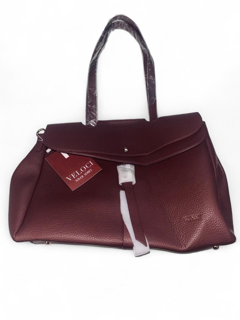 NWT VELOCI Brown Faux Pebbled Leather Tote Satchel Bag